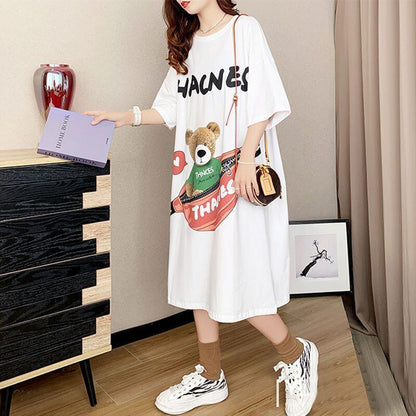 スタイリッシュ プリント カジュアル Tシャツ カットソー ワンピース＜F-8285＞