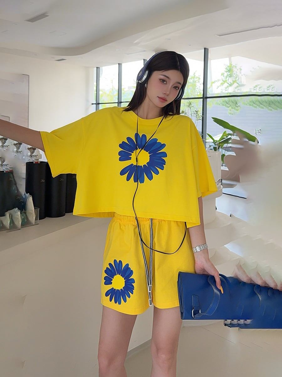 好感度UP カジュアル 真夏も快適 半袖 Tシャツ ショートパンツ セットアップ ＜F-11374＞