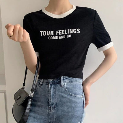 ゆったり感アップ アルファベット ファッション Tシャツ カットソー＜F-3077＞
