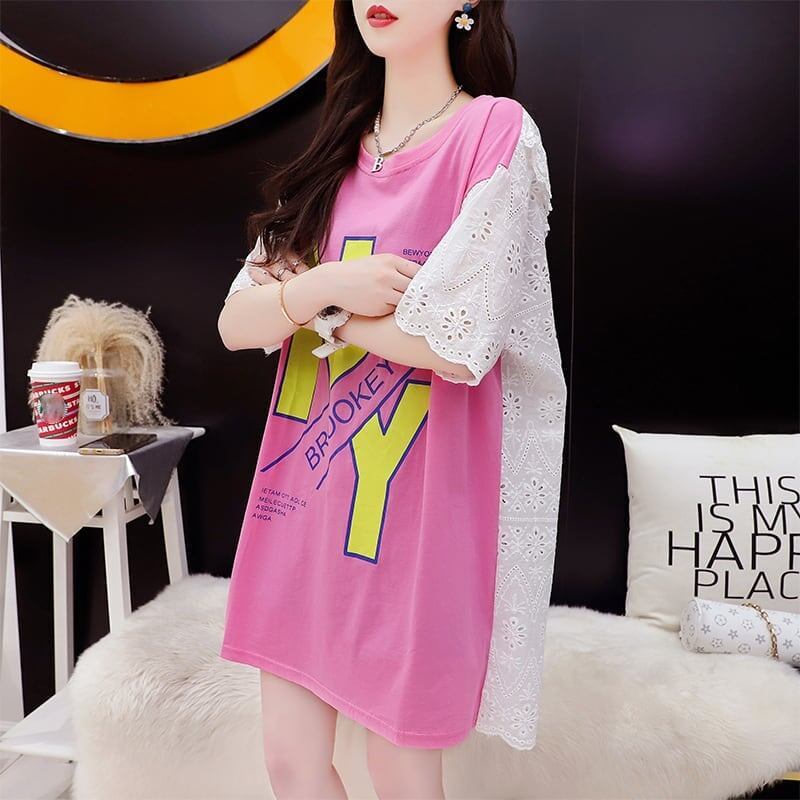 デザイン感   合わせやすい Tシャツ カットソー＜F-3095＞