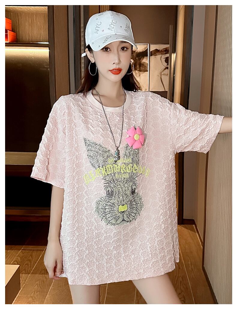 話題沸騰中 キュート カジュアル ホットダイヤモンド 半袖Tシャツ＜F-8626＞