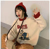 韓国系ふわふわグラフィックロゴボアスウェットトップス全2色F-4208