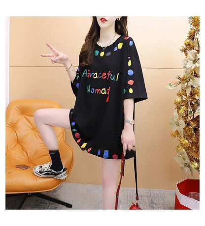 売り切れ必至 プリント ファッション 切り替え 全2色 半袖Tシャツ＜F-8623＞
