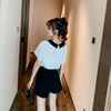 美人度アップ シフォン スウィート 半袖 Tシャツ ショートパンツ セットアップ ＜F-9234＞