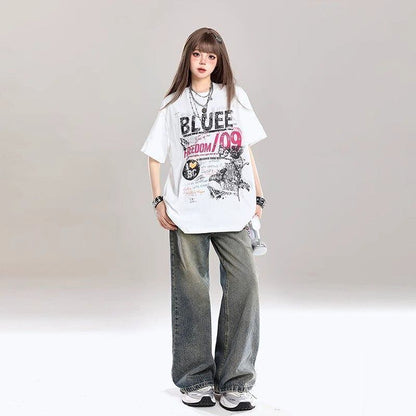 ファッション 早い者勝ち 絶対流行 カジュアル 2色選択 Tシャツ<F-11580>
