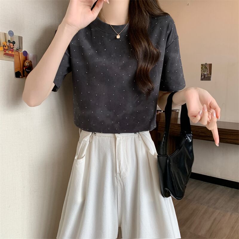 着回し力抜群 ホットダイヤモンド 定番シンプル 全2色 半袖Tシャツ カットソー ＜F-8591＞