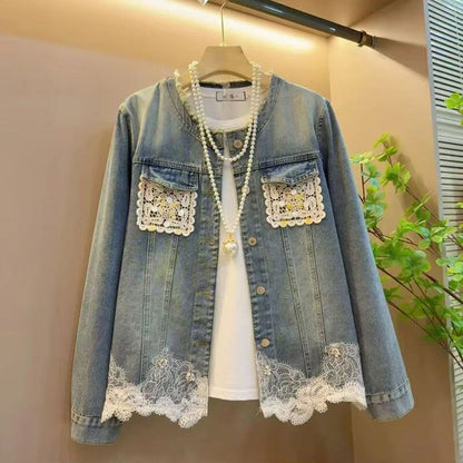 【人気商品再入荷】好感度UP 着心地良い 絶対欲しい レイヤード風 デニム 切り替え ジャケットゆったりコートF-11061