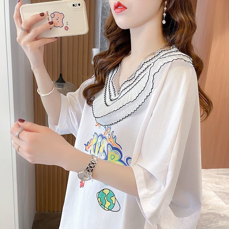 【半額！期間限定！！】オシャレ度満点 キュート 着心地抜群 プリント 全3色 Tシャツ カットソー＜F-8536＞