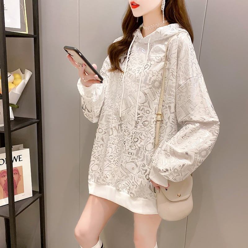 個性的なデザイン 3色選択可 女性力を高める アルファベット スウェット パーカー＜F-2861＞