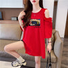 おしゃれ度高め レース 美人度アップ 切り替え プリント全4色 Tシャツ カットソー＜F-9213＞
