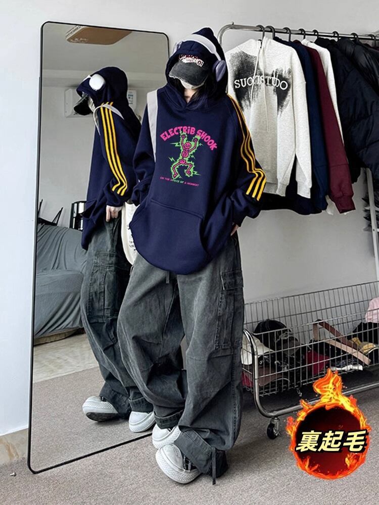 今季も大流行 プラスベルベット ファッション 3色 男女兼用 パーカー F-10176