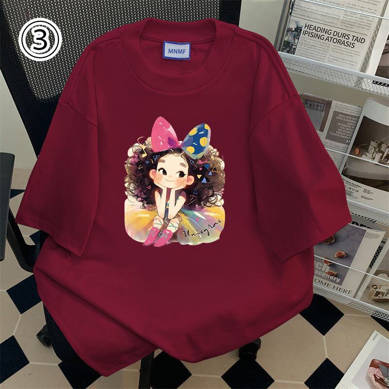大人可愛い カジュアル 定番シンプル プリント 6種選択可 半袖TシャツF-8906