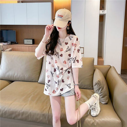 【半額！期間限定！！】売り切れ必至 アバンギャルド カジュアル プリント 半袖Tシャツ＜F-8577＞