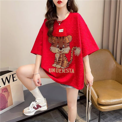 デザイン感   チャーミング Tシャツ カットソー＜F-3401＞