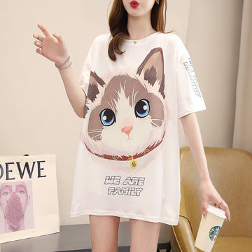 新商品 カジュアル 売り切れ必至 ルーズ プリント 全2色 半袖TシャツF-8777