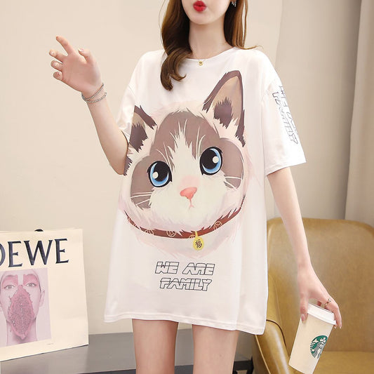 新商品 カジュアル 売り切れ必至 ルーズ プリント 全2色 半袖TシャツF-8777