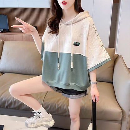 高級感 帽子付き 半袖 Tシャツ スウェット ＜F-8640＞