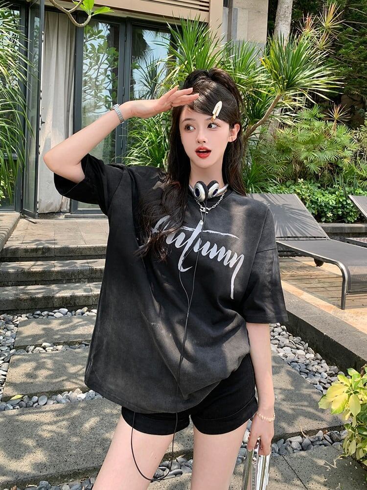 レイジースタイルドーパミングラデーションタイダイオールマッチ半袖Tシャツ<F-2895>