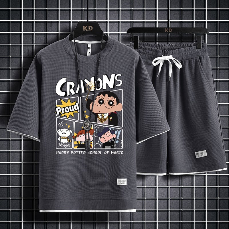 男女兼用 新作 プリント Tシャツ & ショーツ セットアップ F-13327