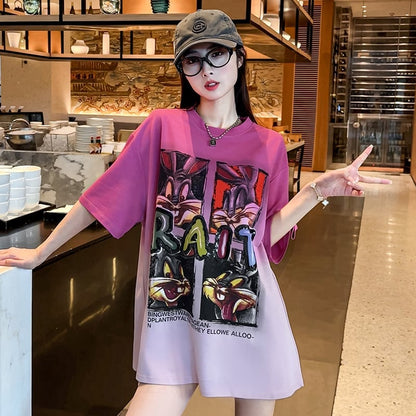 絶対欲しい グラデーション 特別デザイン プリント 半袖 Tシャツ <F-9053>