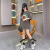 レインボースマイリーファッションオールマッチルーズ半袖Tシャツ<F-2860>