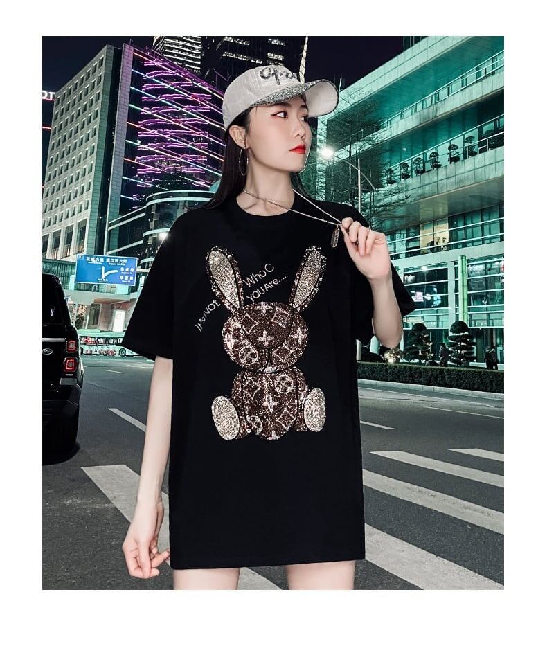合わせやすい   ウサギ Tシャツ ゆったり 半袖 ＜F-2887＞