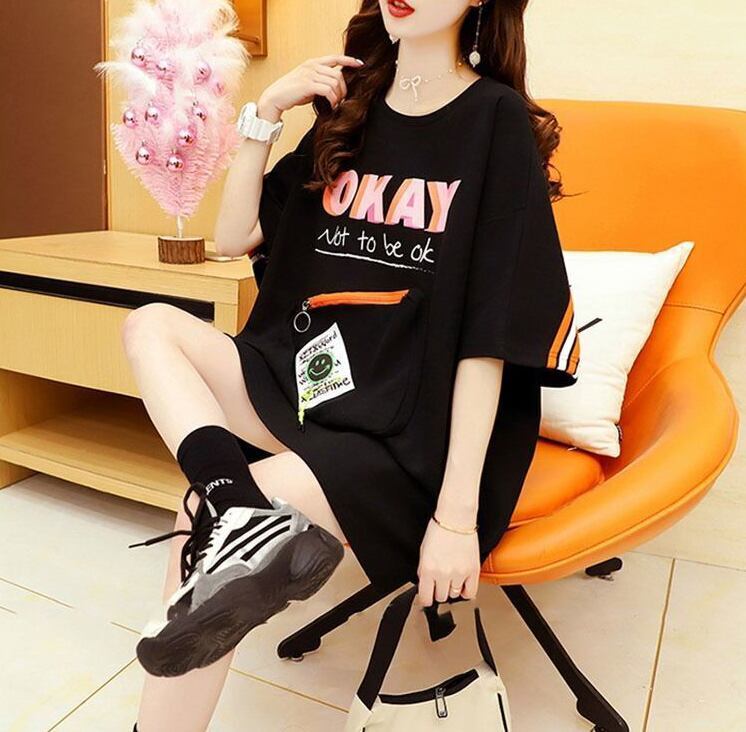 好感度UP ルーズ カジュアル プリント全3色 半袖Tシャツ カットソー ＜F-8607＞