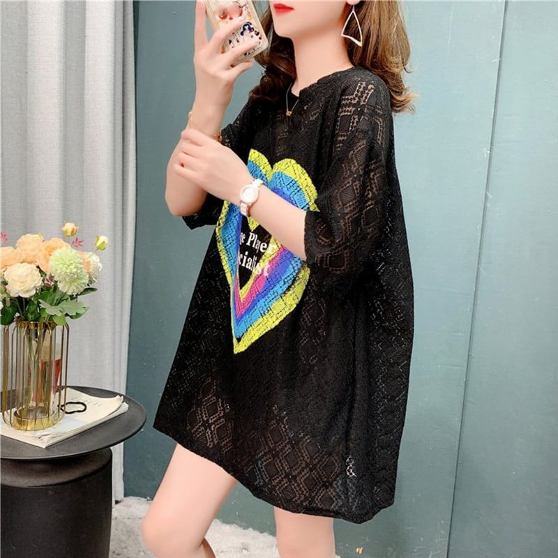 デザイン感   チャーミング Tシャツ カットソー＜F-3115＞