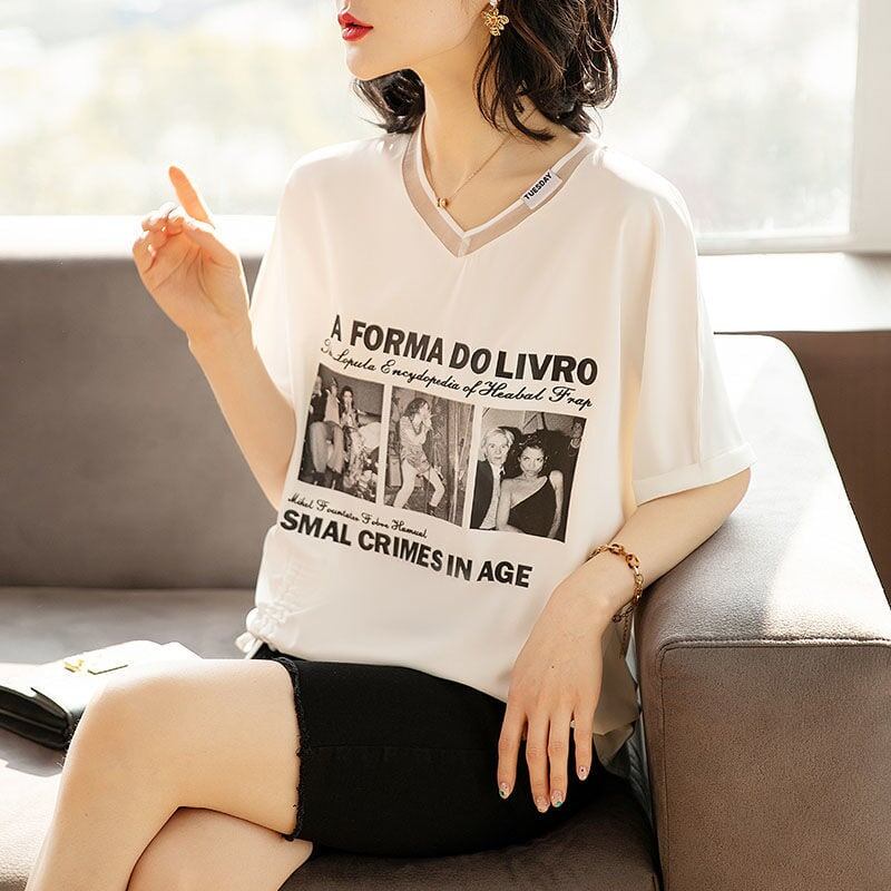 話題沸騰中 ファッション 着回し力抜群 プリント 2色選択 半袖Tシャツ＜F-8621＞