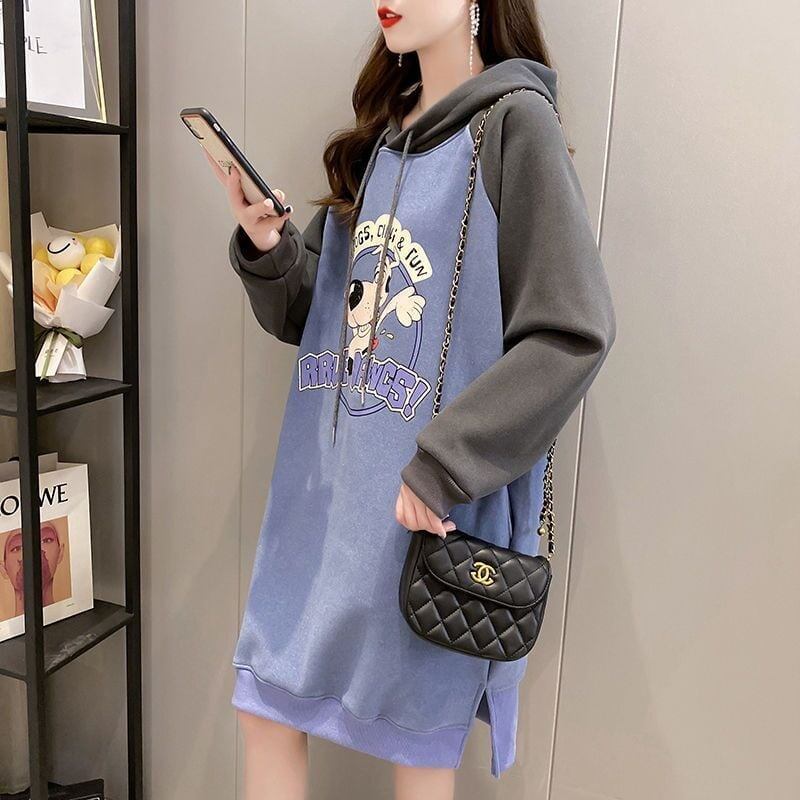 大人気厚手フード付きロングパーカー全3色＜F-4474＞