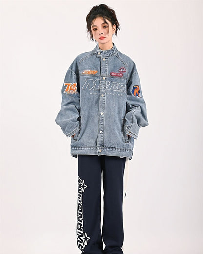 超人気   英字ロゴ 全2色ゆったりコート<F-4799>