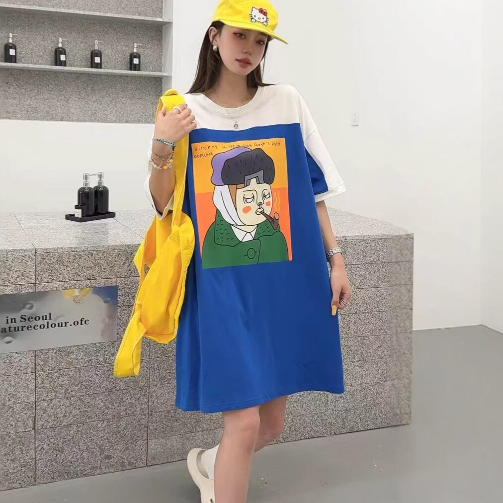 おすすめ 好感度UP 海外トレンド カジュアル 全3色 半袖 Tシャツ ワンピース ＜F-11556＞