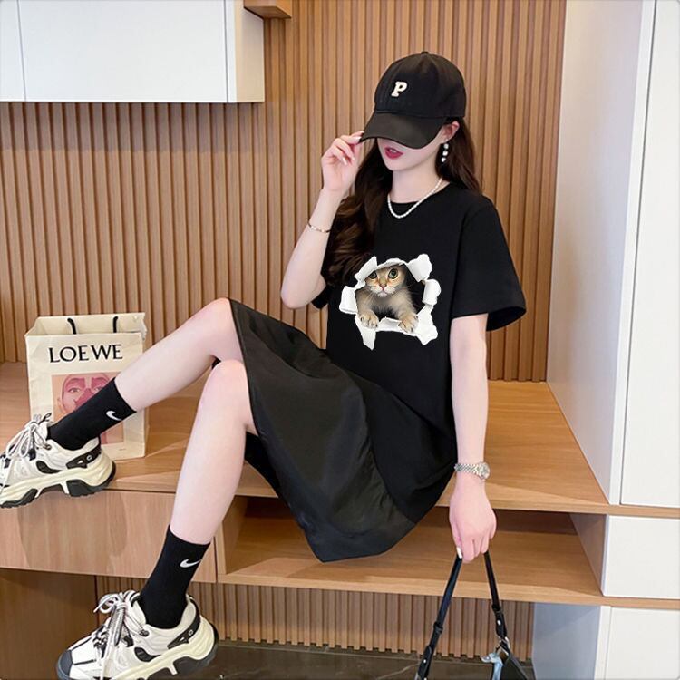 絶対欲しい ネコ カジュアル デザイン ゆったり 半袖 Tシャツ＜F-8658＞