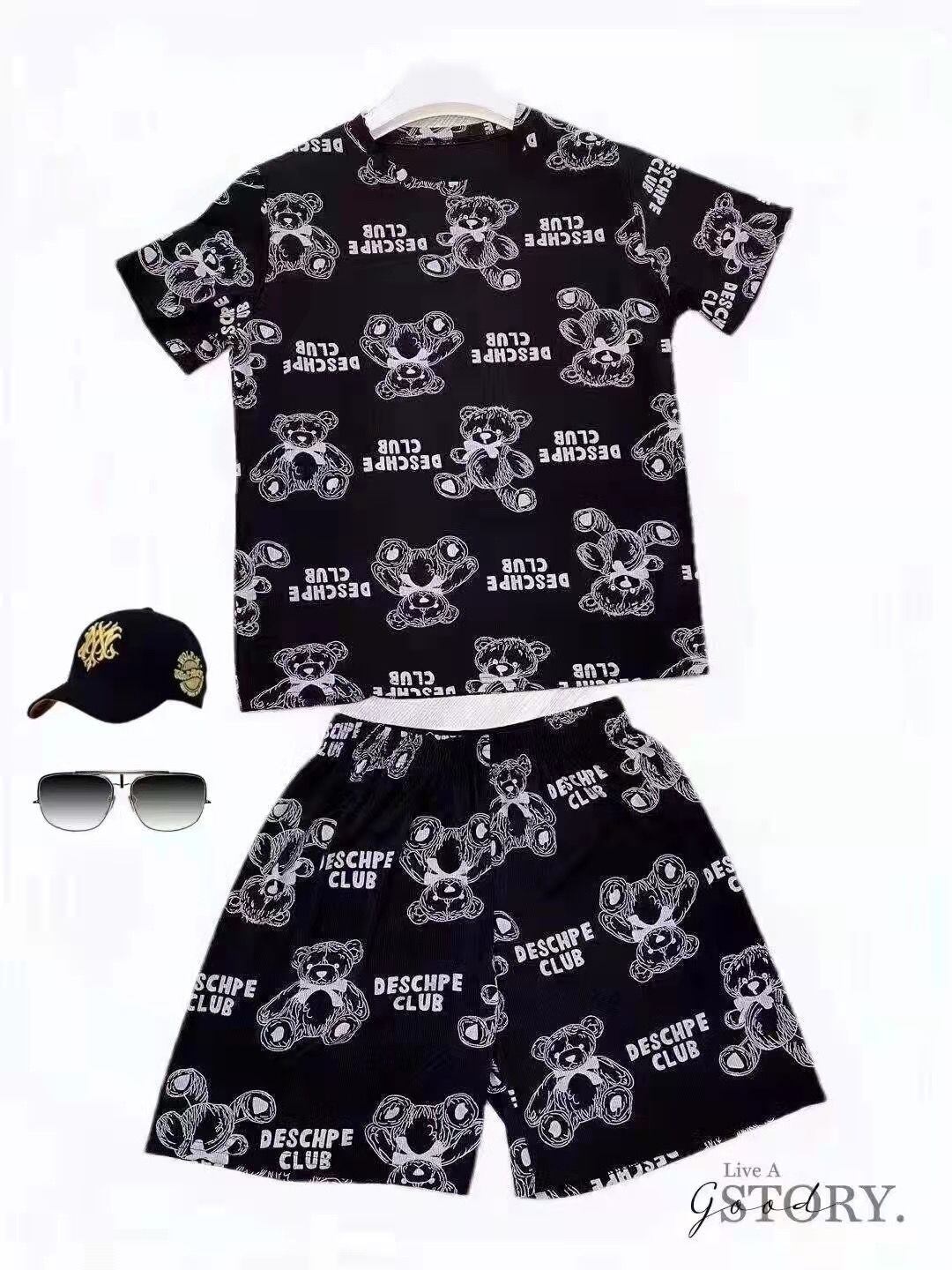 好感度UP カジュアル 夏に嬉しい機能付き 半袖Ｔシャツⅹパンツセット全4色<F-11628>