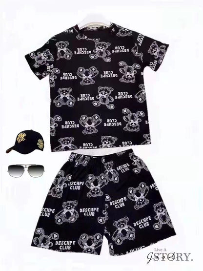 好感度UP カジュアル 夏に嬉しい機能付き 半袖Ｔシャツⅹパンツセット全4色<F-11628>