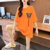 最新デザインセンス刺繍純綿ルーズ半袖Tシャツ<F-2949>