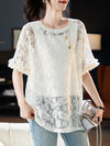 好感度UP カジュアル 今季マストバイ ファッション 透かし彫り Tシャツ<F-8396>