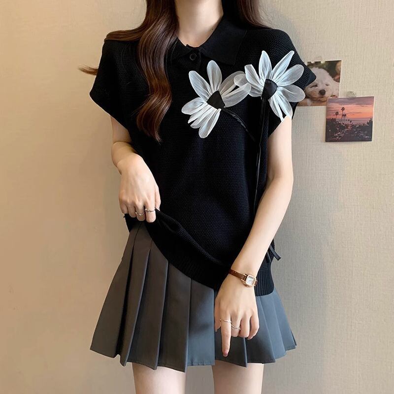 新作 上質 話題沸騰中 好感度UP ニット 全2色 半袖Tシャツ＜F-8734＞