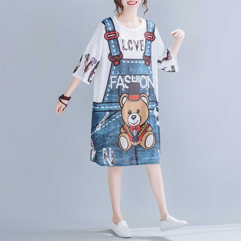 旅行Ｔシャツ 夏 レディース 膝丈 プリント 大きいサイズ ゆったりさらっと涼しい <F-656>