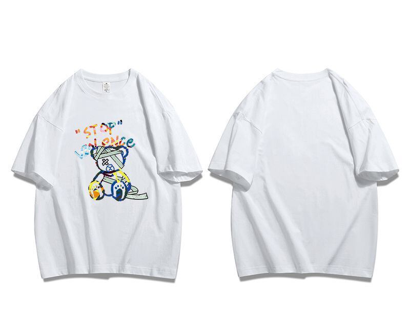 スタイルアップ カジュアル おしゃれ度高め プリント全5色 半袖Tシャツ<F-9437>
