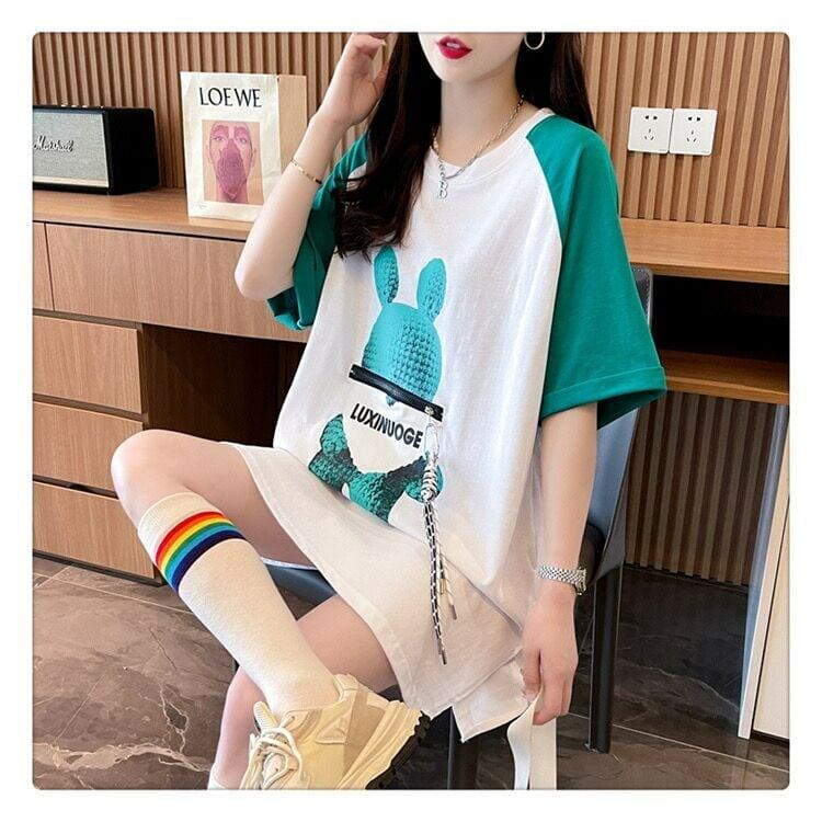 コットンパーソナライズジッパー大ポケットスリット半袖Tシャツ<F-2884>