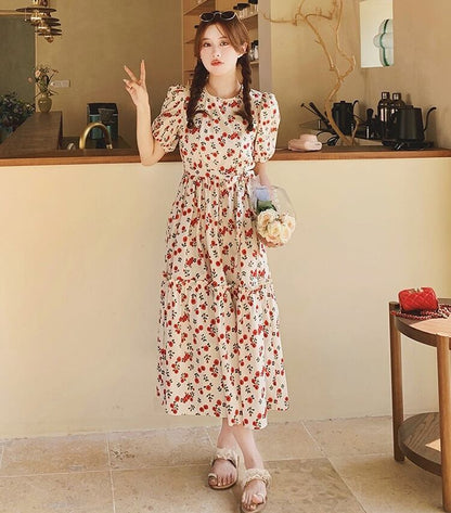 女子マスト 大注目 合わせやすい 上品 レース 切り替え ワンピース<F-11913>