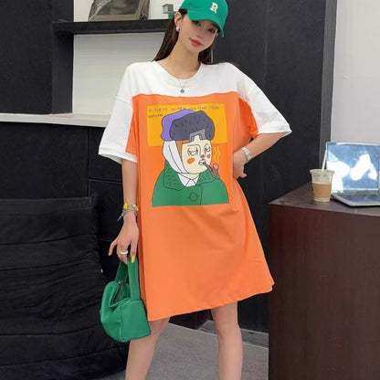 おすすめ 好感度UP 海外トレンド カジュアル 全3色 半袖 Tシャツ ワンピース ＜F-11556＞