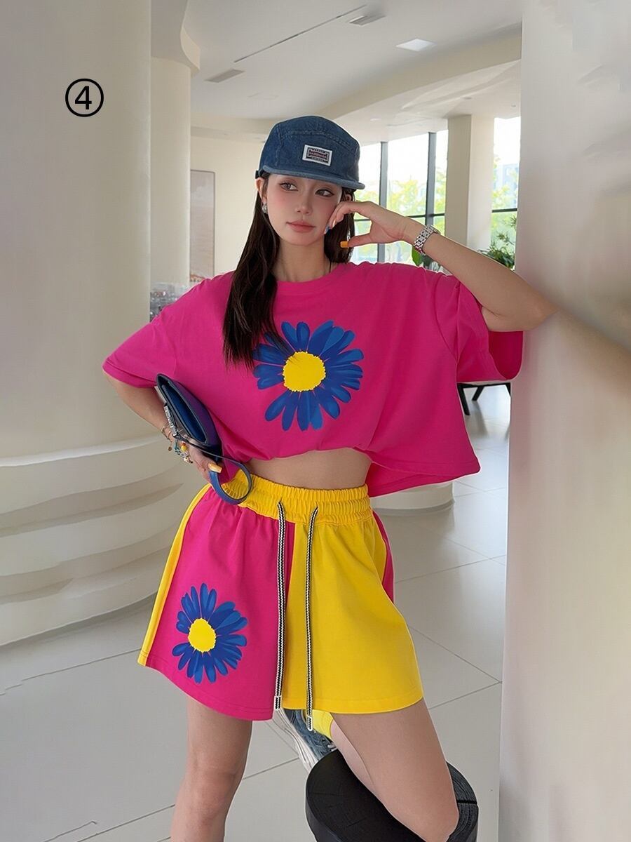 好感度UP カジュアル 真夏も快適 半袖 Tシャツ ショートパンツ セットアップ ＜F-11374＞