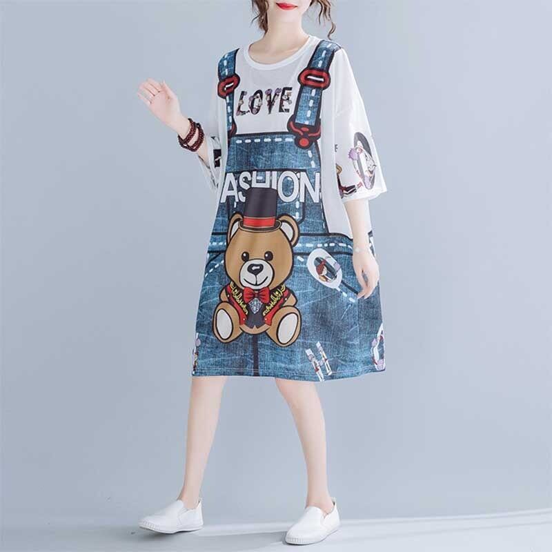 旅行Ｔシャツ 夏 レディース 膝丈 プリント 大きいサイズ ゆったりさらっと涼しい <F-656>