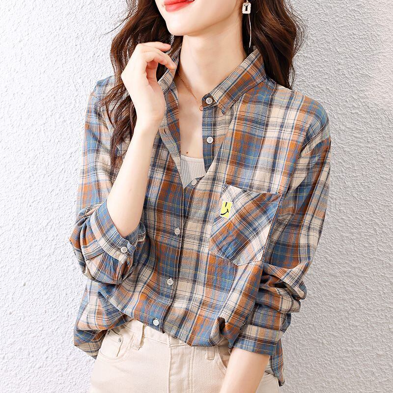 超人気 オシャレ 都市ファッショ デザイン チェック柄 切り替え Tシャツ ＜F-9514＞