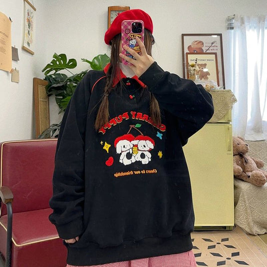 大人可愛い刺?ロゴワンちゃんスウェット全2色F  -4595