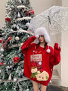 超人気クリスマスロゴニットセーター2色あり<F-4551>