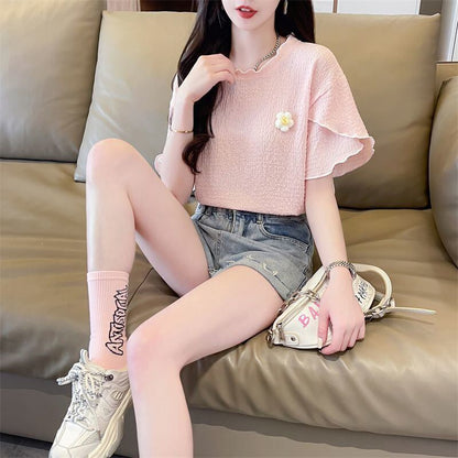 美人度アップ スウィート キュート 5色選択 半袖Tシャツ＜F-8578＞