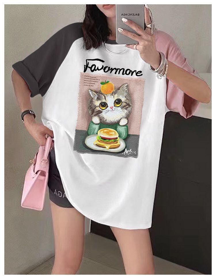 話題沸騰中 プリント切り替え 新作 全2色 半袖Tシャツ カットソー ＜F-8682＞
